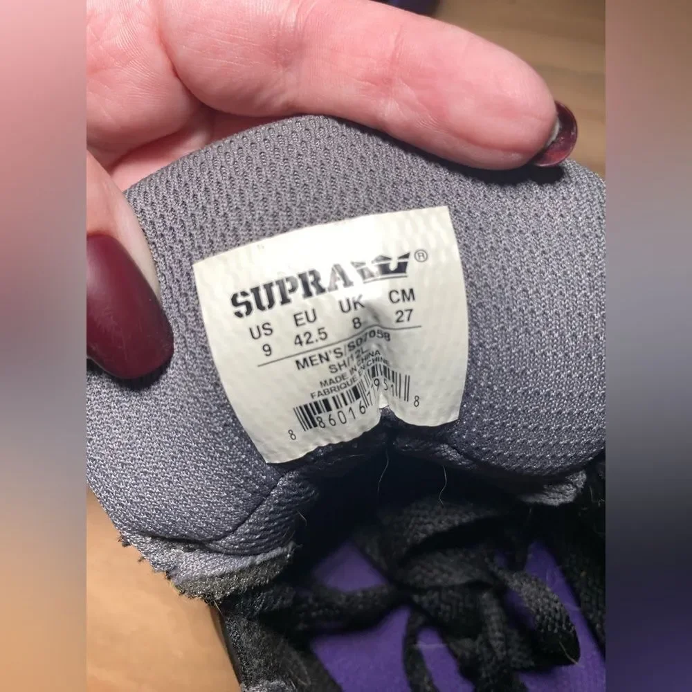 Supra skytop black‎ and purple size 9 - Picture 4 of 5